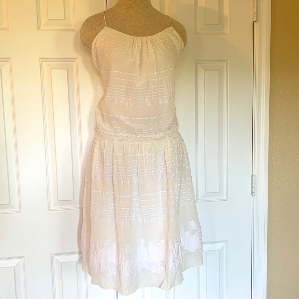 Tibi Ivory White Tissue Silk Blend Dress 6 New